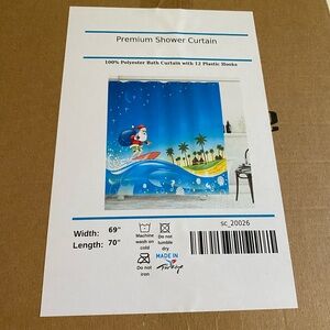 Surfing Santa Shower Curtain